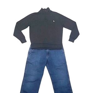 US Polo Assn. Pullover Sweater Mock Collar Quarter Zip Up Front Athletic Fit Top